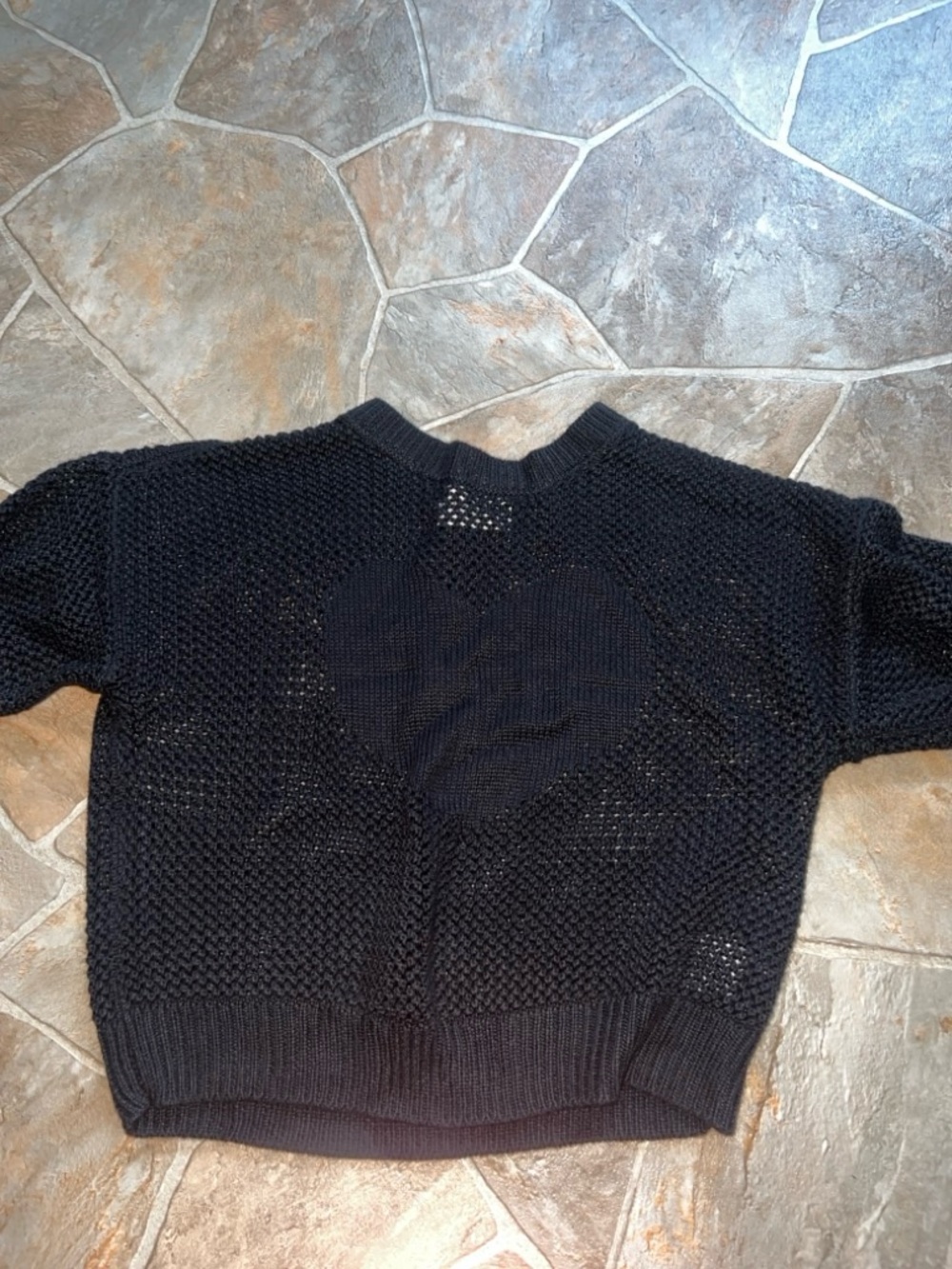 Black Heart-Detail Open Knit Sweater - Women